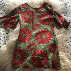 60s flowered lace micro mini dress